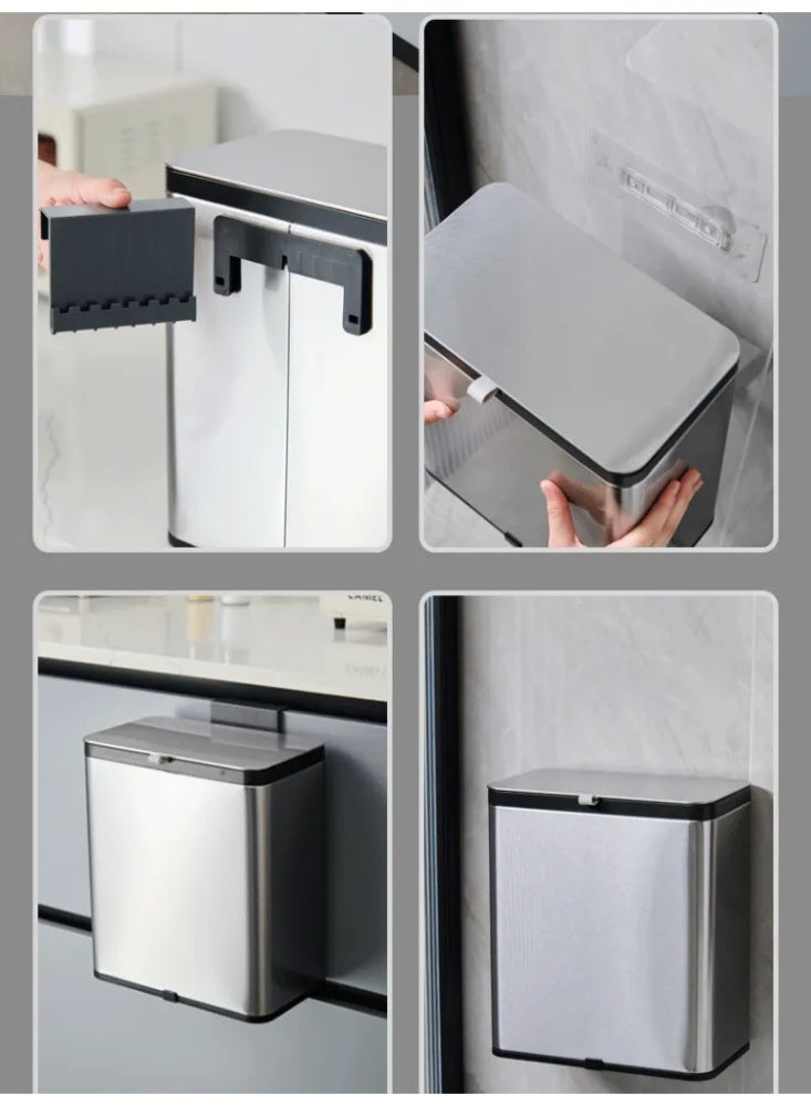 Stainless Steel Wall Mounted Kitchen Garbage Bin, Sealed & Antibacterial - Image 3