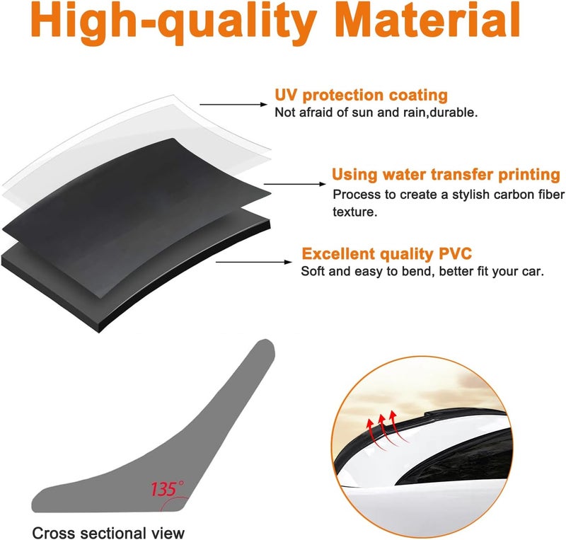 Telimocy 3pcs Rear Trunk Spoiler Wing for 2009-2024 Nissan Maxima 4 Door Sedan - Glossy Black - Image 3