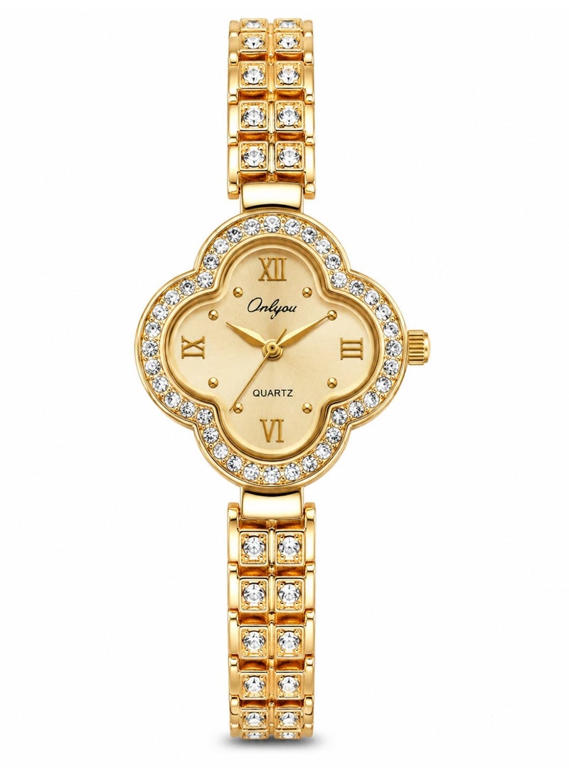Onlyou Women’s Casual Watch, Gold Dial, Stainless Steel Material - Image 1