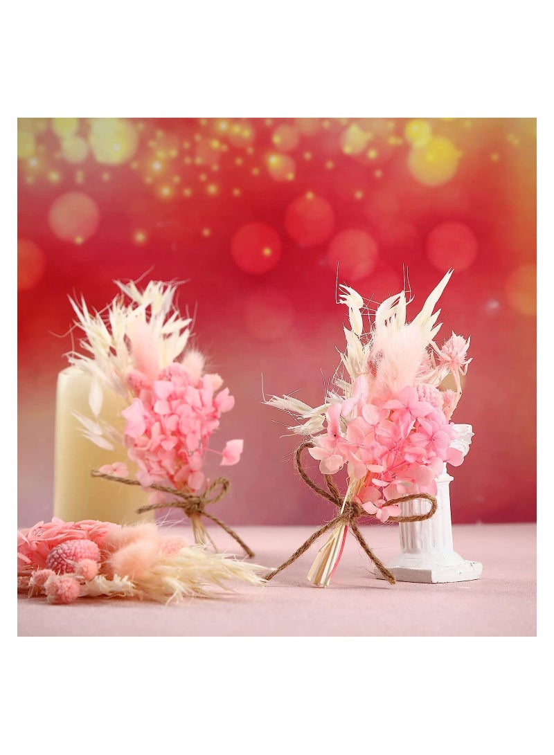 Y&D 10 Pack Mini Dried Flower Bouquet 6.3'' Pink Sage White Wheat Flowers for Vase DIY Craft Photo Props Card Decor Bohemian Wedding with Stems Embossing Plant Stem Bunch - Image 3