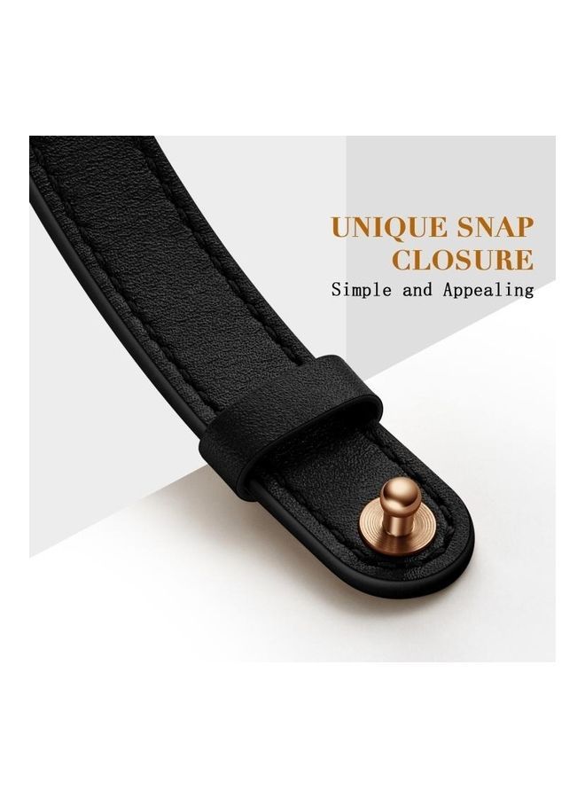 NIBEMINENT 14mm Couple Style Leather Replacement Strap Watchband For Apple Watch Series 7/6/SE/5/4/3/2/1 41/40/38mm Black - Image 5