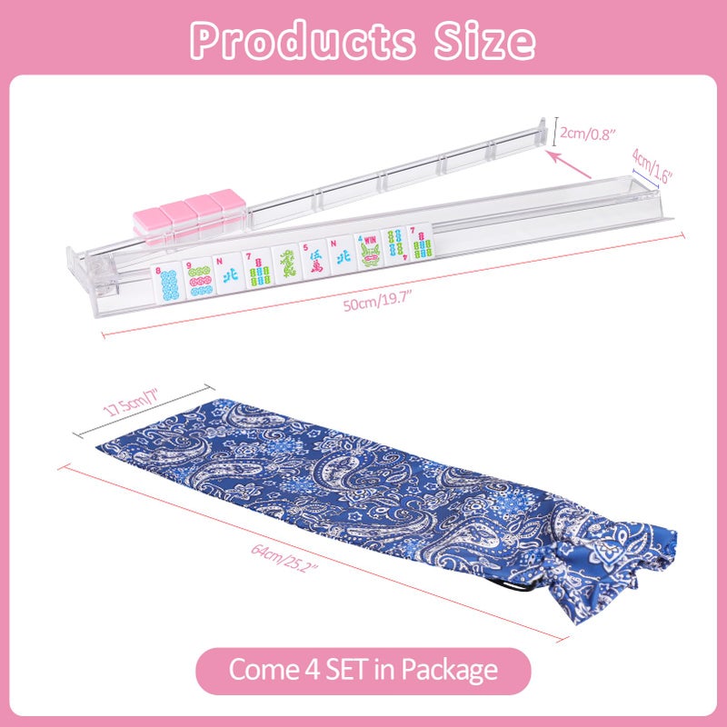 GUSTARIA 19.7'' Clear Mahjong Racks with Pushers, 4 Piece Set Mahjong All-in-One Tile Pusher and Rack, American Mahjong Accessories (Transparent) - Image 2