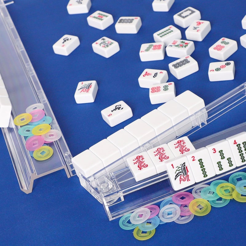 GUSTARIA 19.7'' Clear Mahjong Racks with Pushers, 4 Piece Set Mahjong All-in-One Tile Pusher and Rack, American Mahjong Accessories (Transparent) - Image 5