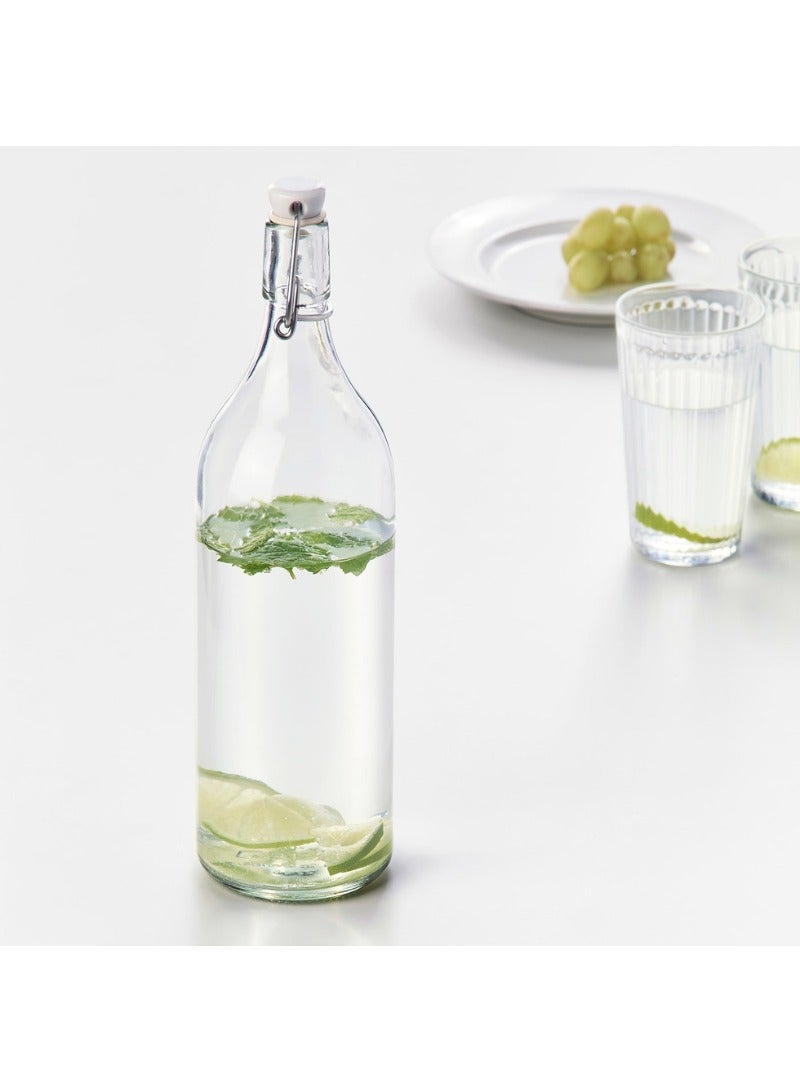 زجاجة مع سدادة، زجاج شفاف، ١ لتر - Image 3