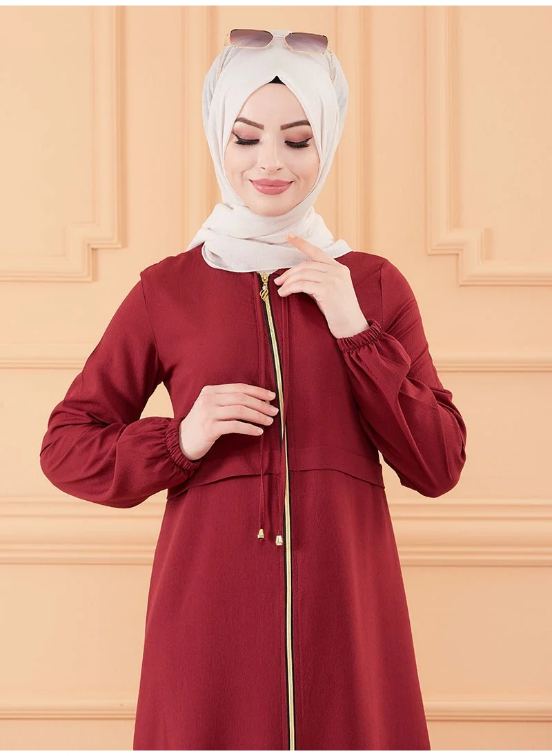 Tofisa Zippered Topcoat - Claret Red -