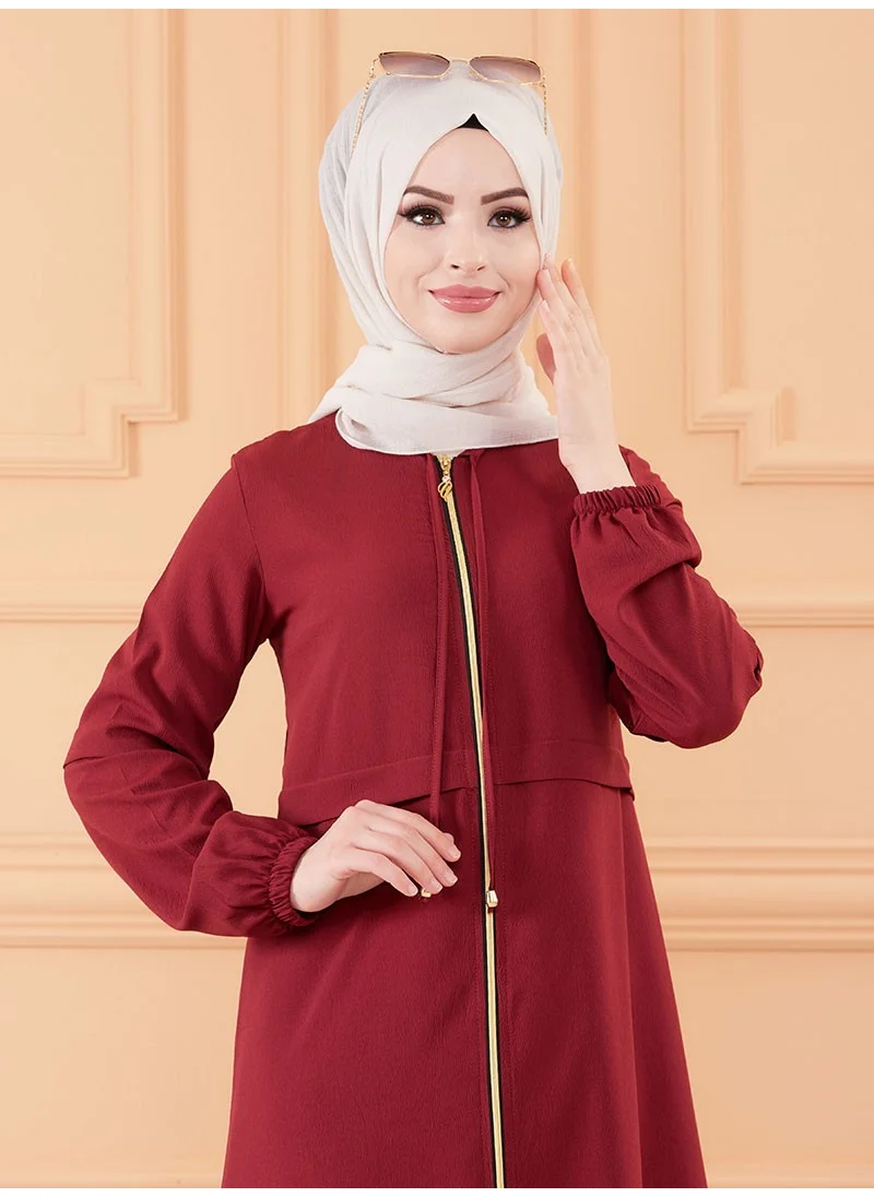 Tofisa Zippered Topcoat - Claret Red -
