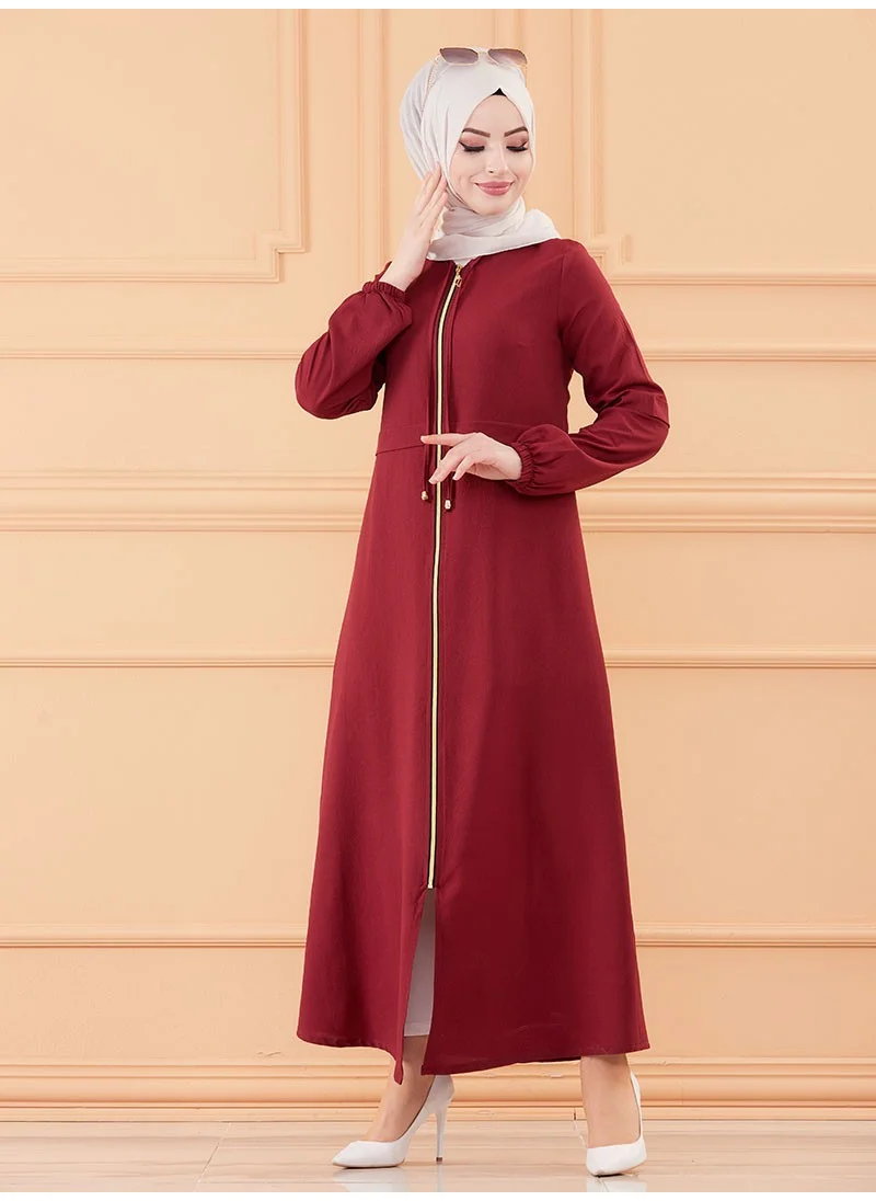 Tofisa Zippered Topcoat - Claret Red -