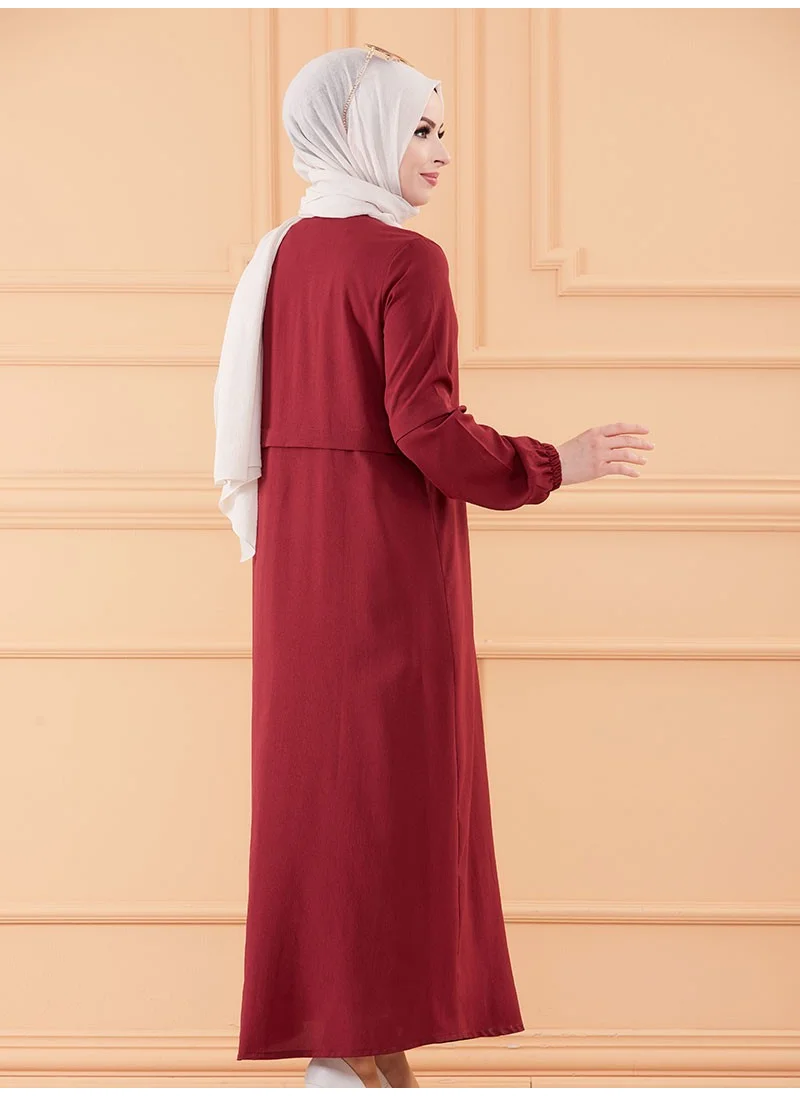 Tofisa Zippered Topcoat - Claret Red -