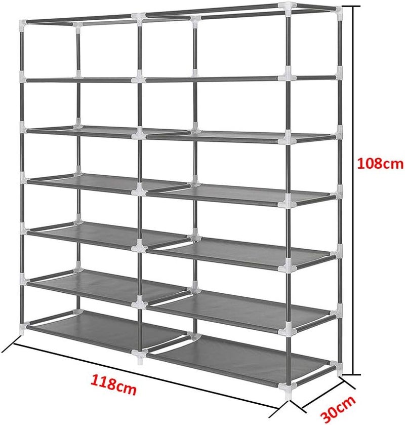 Cestbella Fabric Shoes Rack Cabinet Closet Shoe Storage Organizer with Cover Dustproof Grey 7 Layers 12 Lattices for Bedroom Living Room Hallway Holds 36 Pairs of Shoes - Image 2