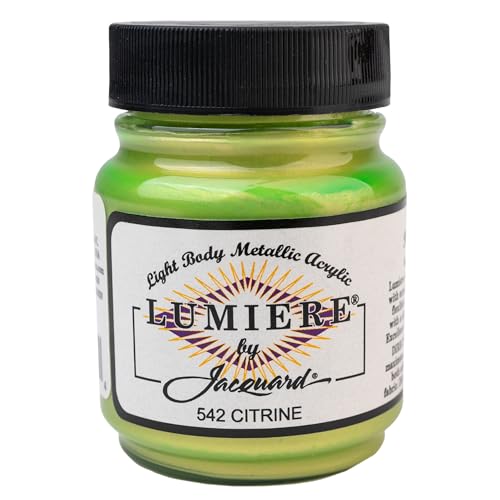 Jacquard Lumiere 225oz Fabric Paint Citrine Metallic Paint for Fabric Leather Canvas Paper and Wood Lightbodied Metallic Acrylic Paint Lightfast Vibrant Metallic Acrylic Paints