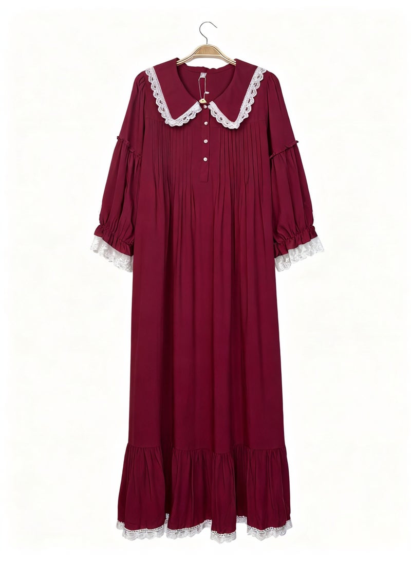 Orchid Red Lace Long Nightgown - Image 2