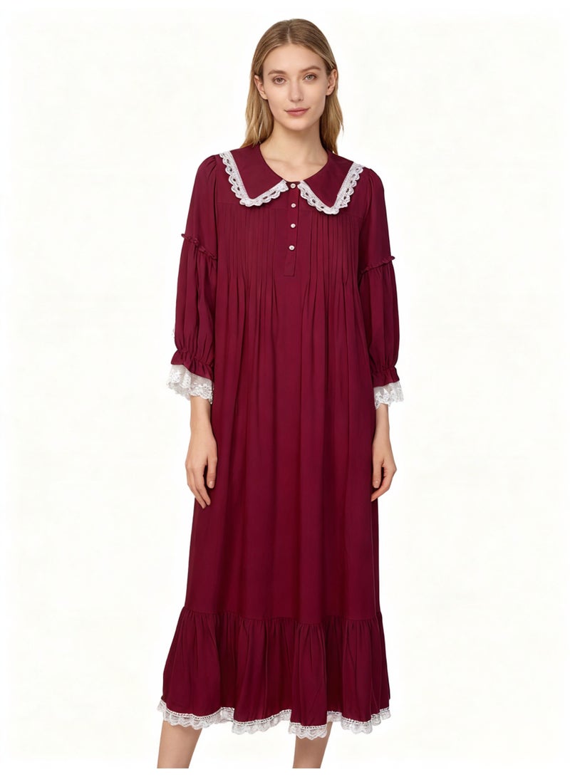 Orchid Red Lace Long Nightgown - Image 1