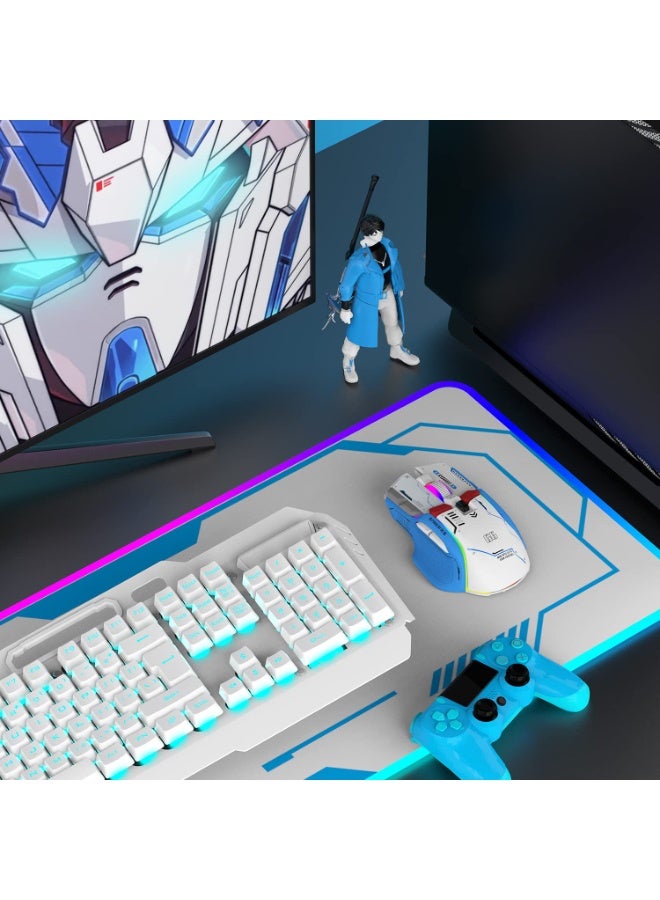 ATTACK SHARK G6 Gaming Mouse, Wired/Wireless/Bluetooth Tri Modes, 5 Adjustable DPI and 11 RGB Backlit, Rechargeable Silent Computer Gaming Mice for Windows/Android/MAC/iOS(White/Blue) - Image 4