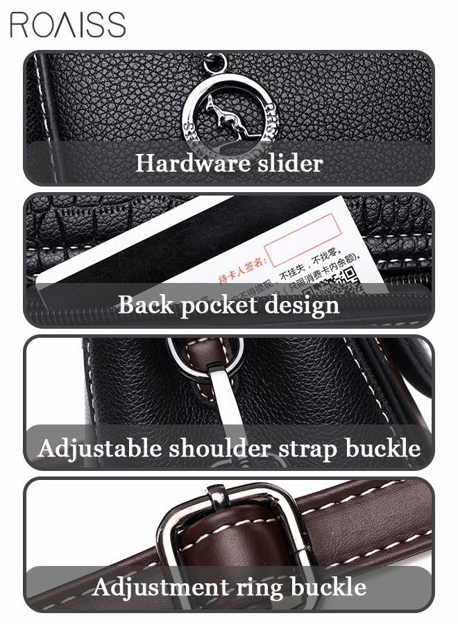 roaiss - Crocodile Pattern Shoulder Crossbody Bag Fashion Elegant Exquisite Multi-pocket Charm High-Quality Texture Fabric Handbag for Women/Mother/Girl Friend Gift Black - Image 1