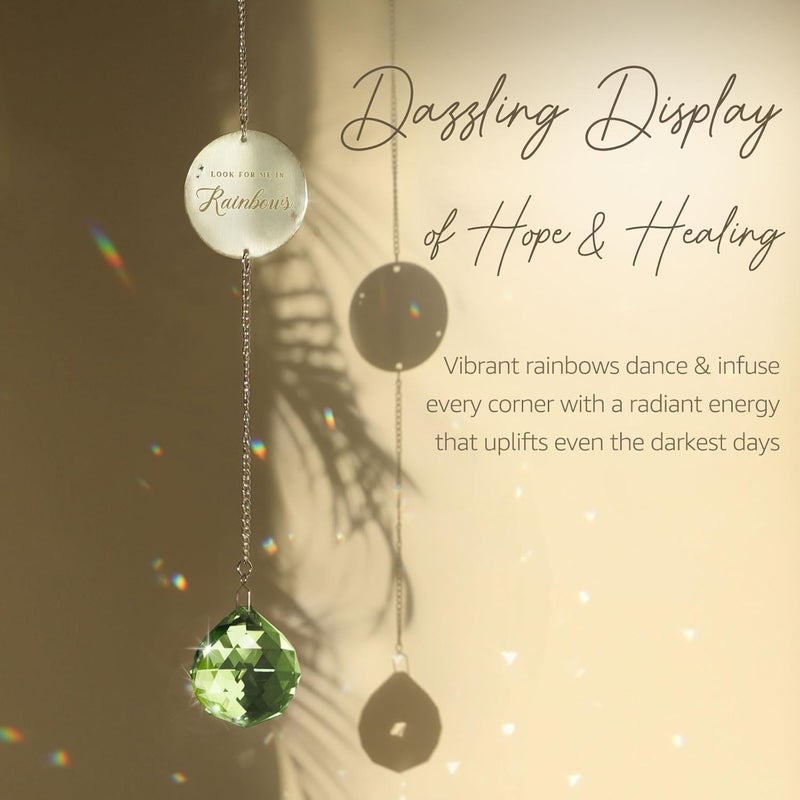 Mooncraftlogy Memorial Gifts for Loss of Loved One, Unique Sympathy Gift Idea Green Crystal Ball Window Suncatcher, Rainbow Sun Catcher Bereavement Grief Box for Loss of Pet Dog Mom Father Husband Son Daughter - Image 4