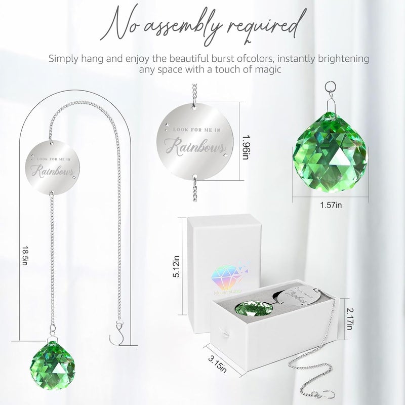 Mooncraftlogy Memorial Gifts for Loss of Loved One, Unique Sympathy Gift Idea Green Crystal Ball Window Suncatcher, Rainbow Sun Catcher Bereavement Grief Box for Loss of Pet Dog Mom Father Husband Son Daughter - Image 5