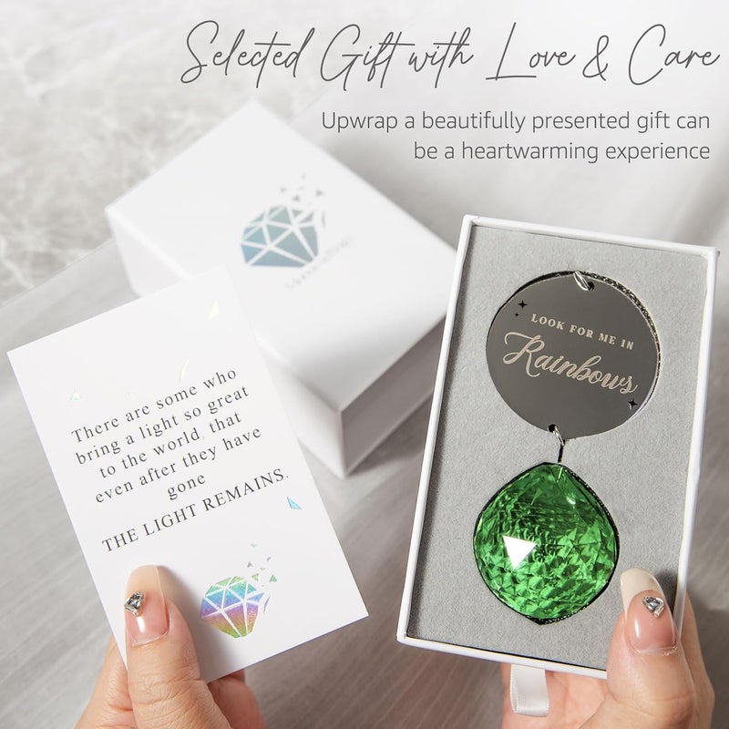 Mooncraftlogy Memorial Gifts for Loss of Loved One, Unique Sympathy Gift Idea Green Crystal Ball Window Suncatcher, Rainbow Sun Catcher Bereavement Grief Box for Loss of Pet Dog Mom Father Husband Son Daughter - Image 3