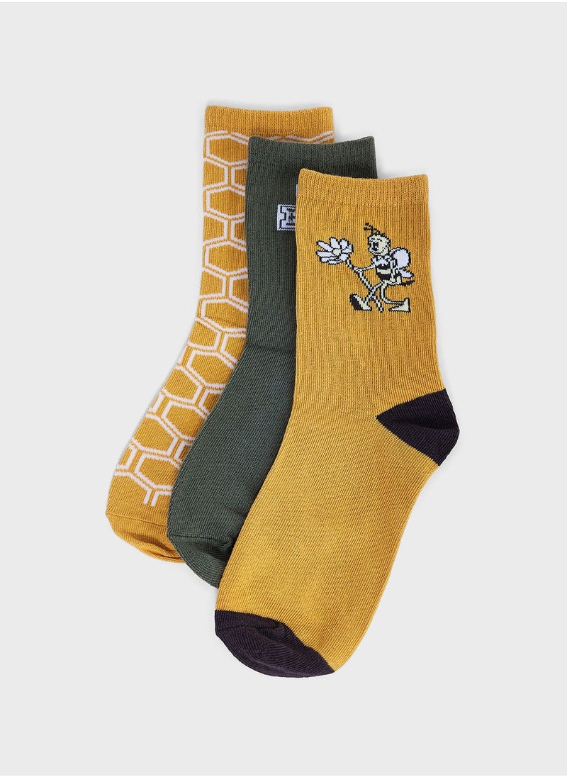 Cotton On - Kids 3Pk Crew Cut Socks - Image 1