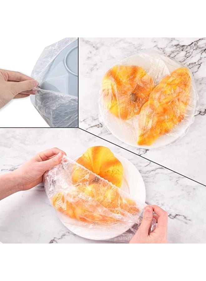 Meetion Stretch Bowl Covers 200 PCS, Reusable Elastic Food Storage Covers, Plastic Bowl Covers with Elastic Edging, Stretchable Plastic Food Wraps, Elastic Covers for Storage Containers (Clear) - Image 4