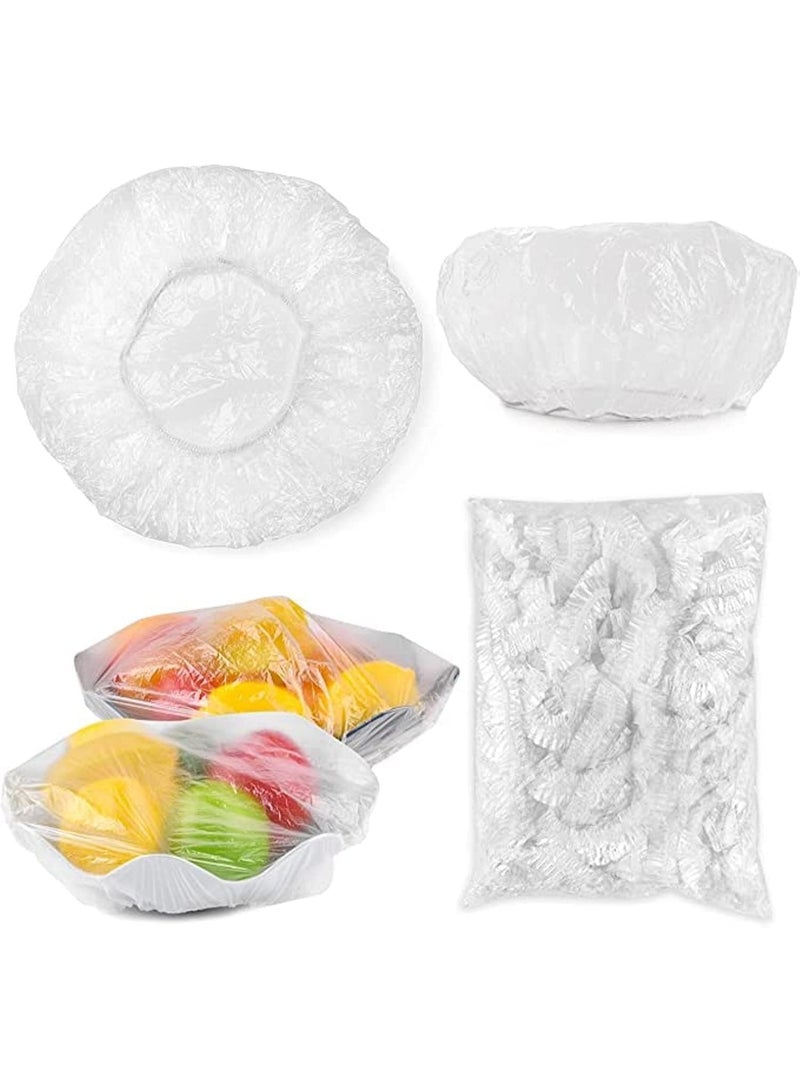 Meetion Stretch Bowl Covers 200 PCS, Reusable Elastic Food Storage Covers, Plastic Bowl Covers with Elastic Edging, Stretchable Plastic Food Wraps, Elastic Covers for Storage Containers (Clear) - Image 1