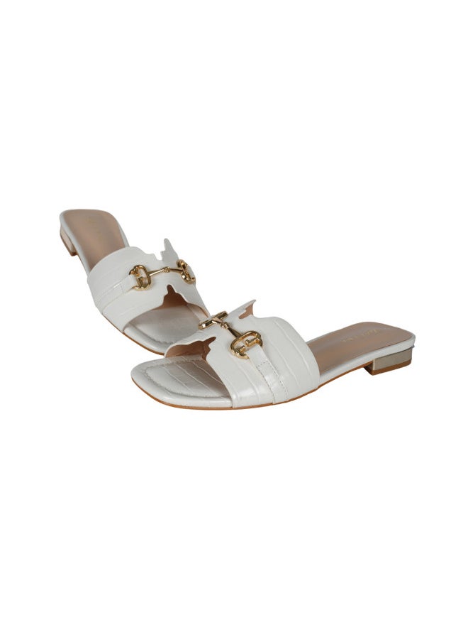 ZAYNA 221-33 Zayna Ladies  Square Toe  Sliders 2G436-1 White  - Image 2