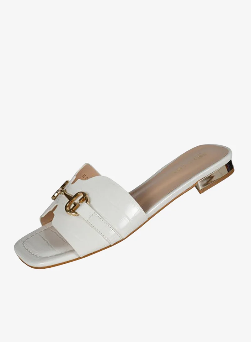 Zayna White 221-33 Zayna Ladies  Square Toe  Sliders 2G436-1 White for Women | Best Price UAE