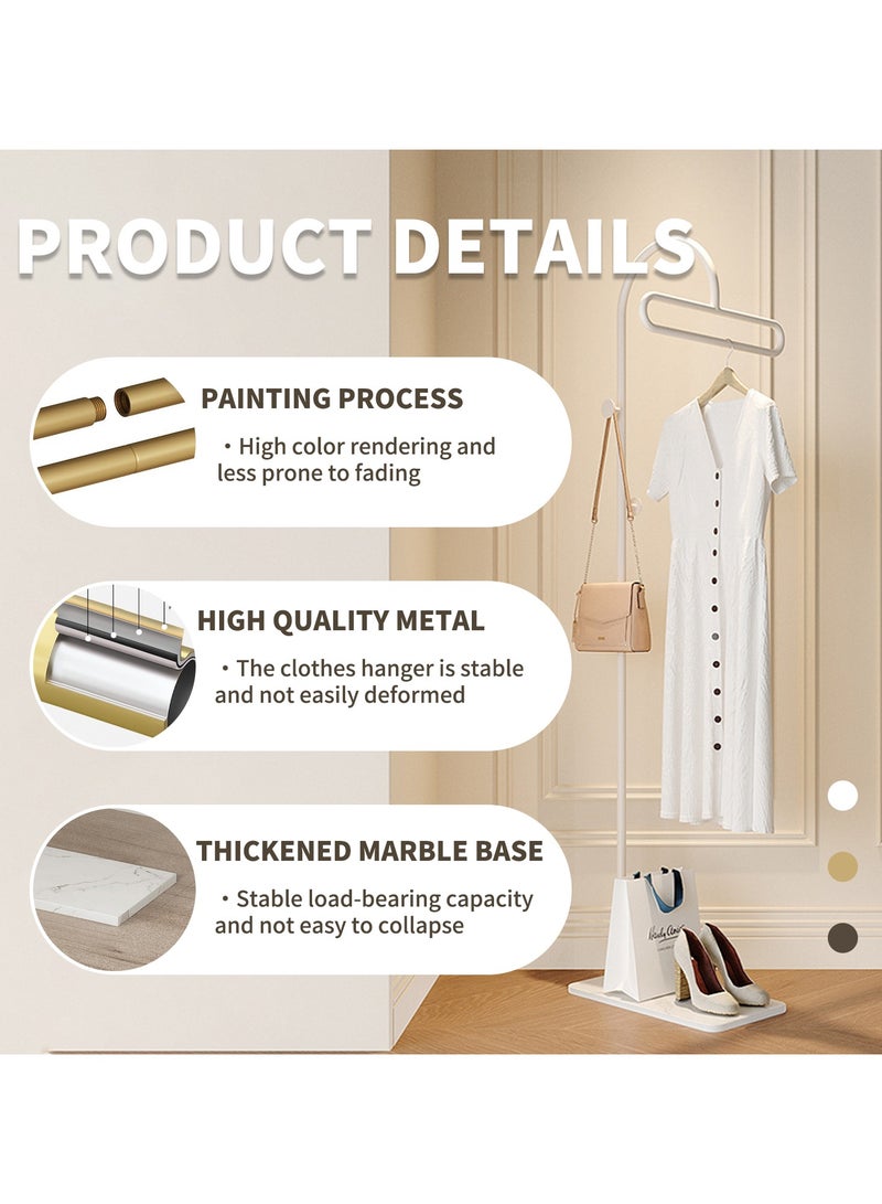 YQbest Metal Coat Rack Freestanding with Natural Marble Base 67” 170cm Entryway Coats Hanger Stand with 3 Hooks, Home Bedroom Hotel Hall Tree for Coats, Hats, Scarves, Clothes, and Handbags - Image 2