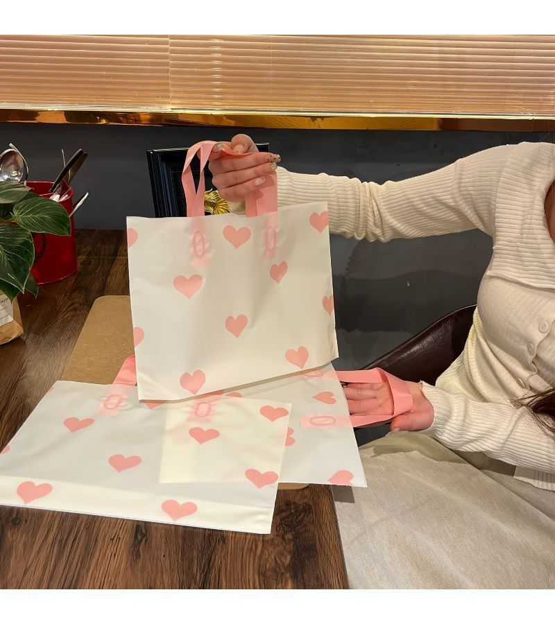 15 Pink Heart Gift Bags With Rope Closure For Valentine's Day Birthday Decorations Wedding Favors Showers And Retail Store Supplies - Image 4