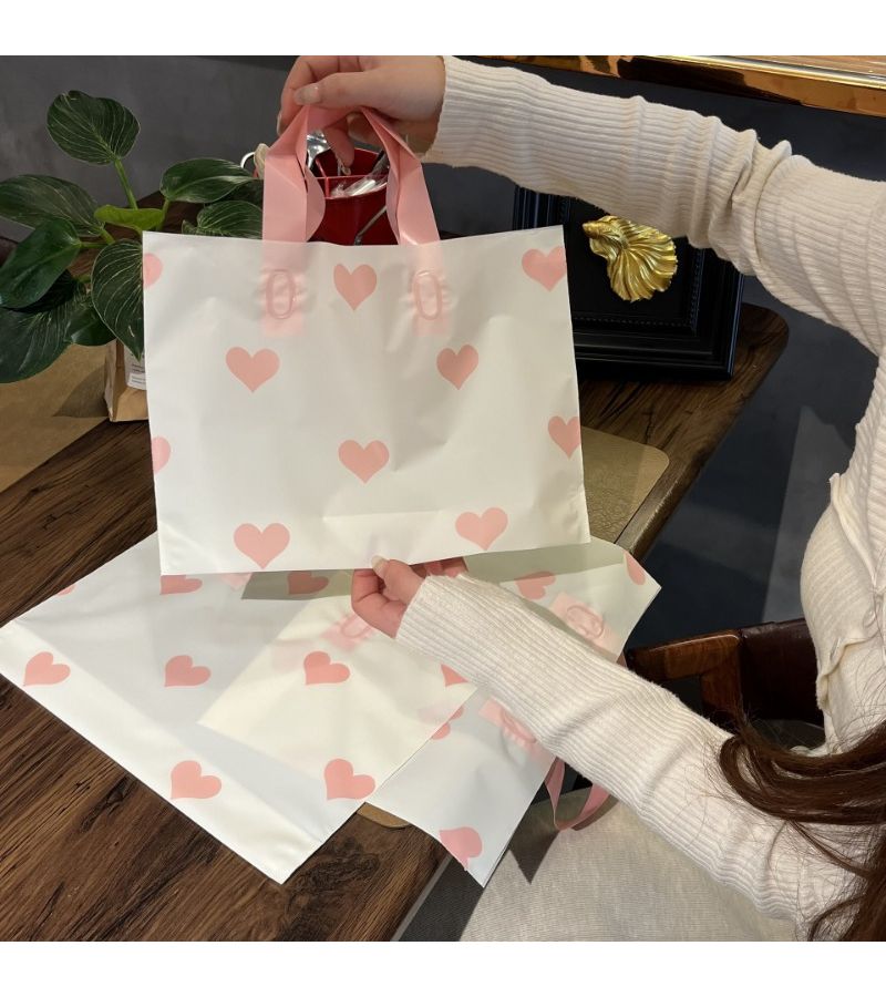 15 Pink Heart Gift Bags With Rope Closure For Valentine's Day Birthday Decorations Wedding Favors Showers And Retail Store Supplies - Image 3