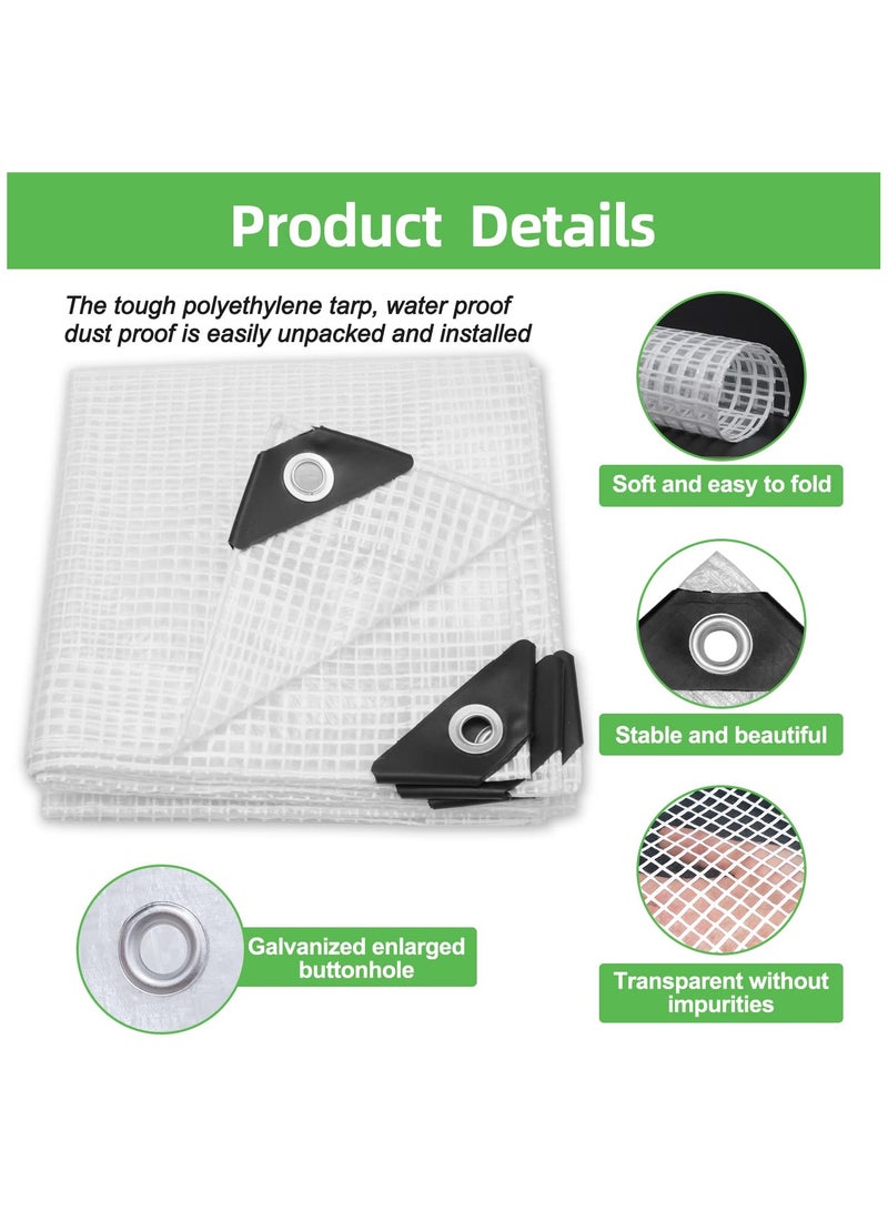SYOSI Glass Clear Tarpaulin Heavy Duty Tarp with Reinforced Eyelets Thick PVC Waterproof Transparent Tarpaulin Premium Quality Cover for Outdoor Camping Sheet - Image 3