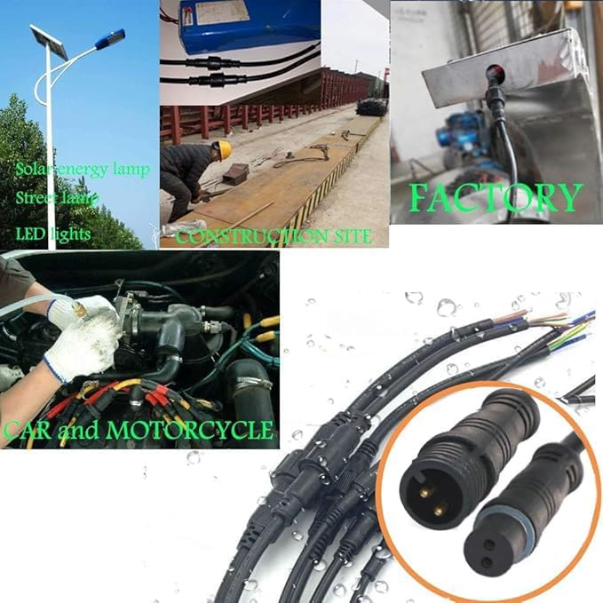 dstfuy Waterproof Connector 2 Wire,22AWG 2Pin Male Female Plug LED Connector with IP68,30CM Extension Cable for Car,LED Strip Lights(3Pack) - Image 5