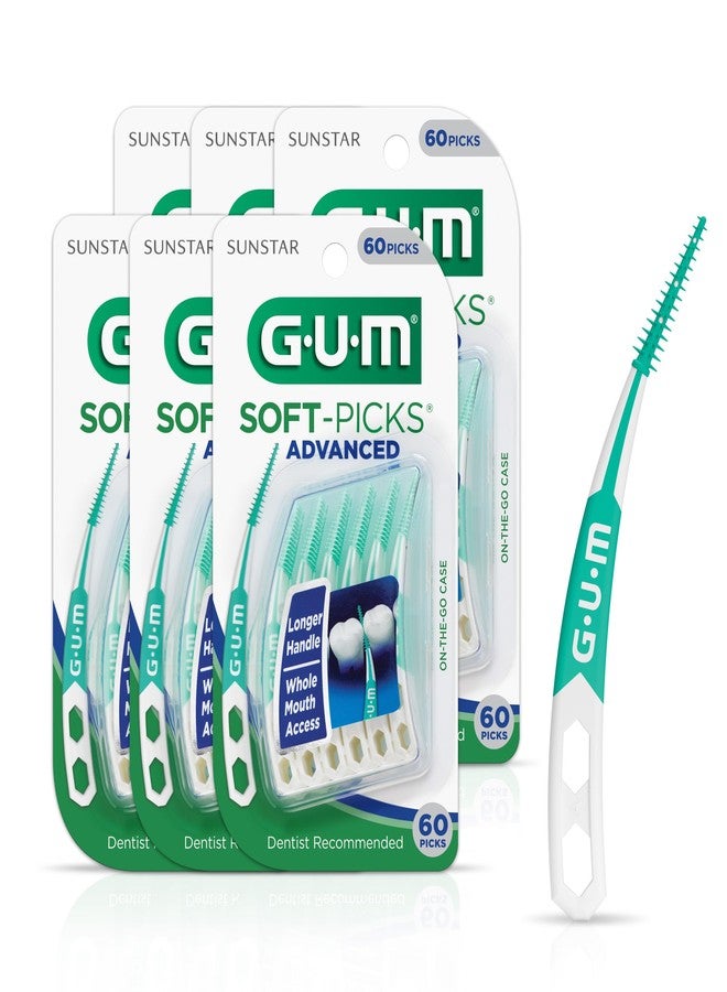 جم أعواد تنظيف الأسنان GUM Soft-Picks المتطورة وسهلة الاستخدام لتنظيف الأسنان وصحة اللثة، فرش تنظيف ما بين الأسنان للاستخدام مرة واحدة مع علبة حمل مريحة، أعواد تنظيف الأسنان الموصى بها من قبل أطباء الأسنان، 60 قطعة (عبوة من 6 قطع) - Image 1