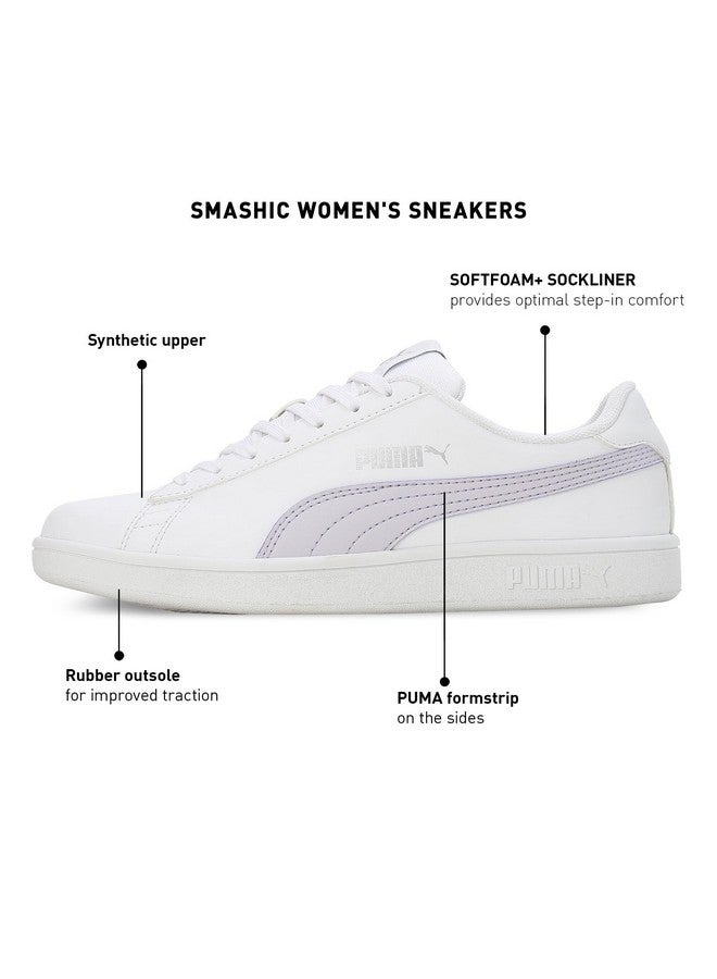 Puma Womens Smashic Wmn White-Spring Lavender-Matte Silver Sneaker - 7UK (39511101) - Image 4