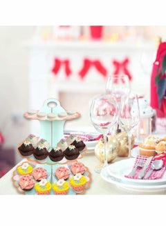 Y&D 3 Tiers Paper Cake Stand Set Sizes Cupcake Stands for Birthday Biodegradable Round Food Display Afternoon Tea Wedding Party Anniversary Christening Fruit Desserts  - Image 4