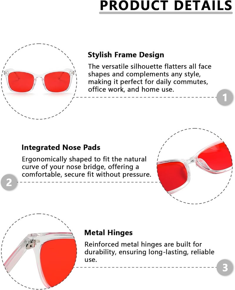 Blue Light Blocking Glasses Better Sleep UV Protection Glasses for Men Women Computer Games TVs Mobile Phones Screens Blue Ray Protection - Image 4
