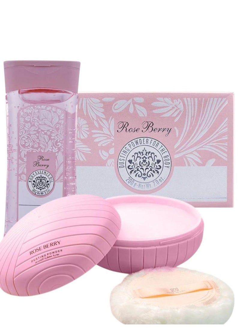 ROSE BERRY DUSTING POWDER FOR THE BODY + BODY ESSENCE OIL - Image 2
