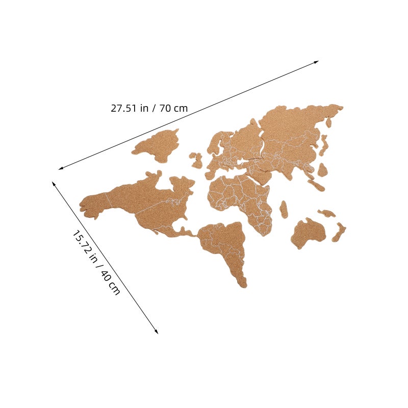 2 Sets Cork Board World Map Self-Adhesive Cork Board Map Wall Art Decoration - Image 2