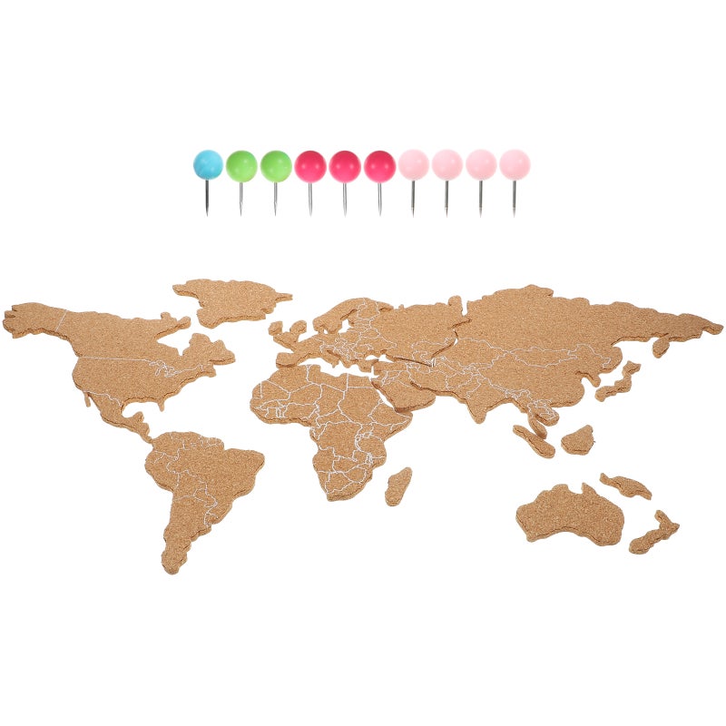 2 Sets Cork Board World Map Self-Adhesive Cork Board Map Wall Art Decoration - Image 5
