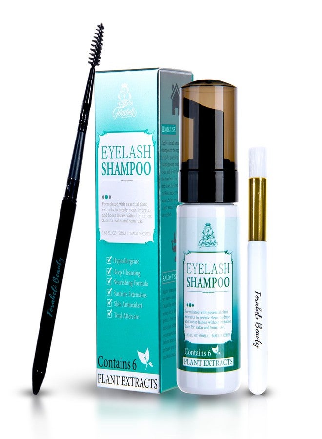 Forabeli Lash Shampoo 50ml with Brush and Wand - Eyelash Extension Cleanser, Eyelid Foaming Wash, Gentle Foam, Remove Oils and Makeup - Image 1