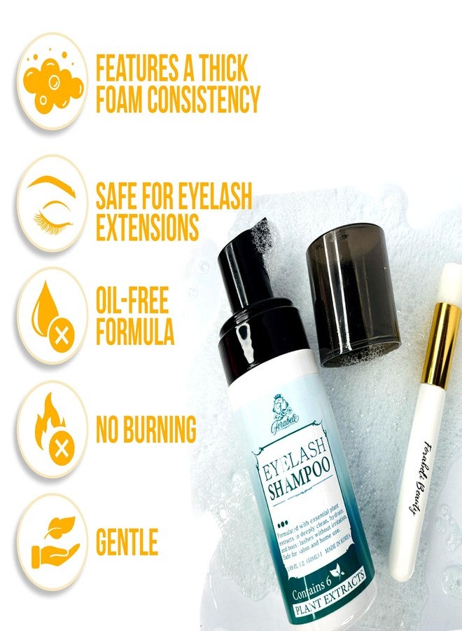 Forabeli Lash Shampoo 50ml with Brush and Wand - Eyelash Extension Cleanser, Eyelid Foaming Wash, Gentle Foam, Remove Oils and Makeup - Image 5