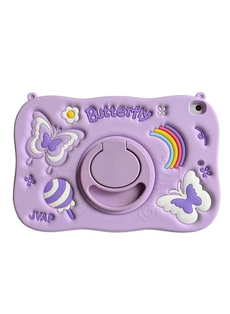 general for iPad 10th Generation Case 10.9 Inch 2022, for iPad 10th Generation Case  - Girls Cute Kawaii Girly 3D Purple Butterfly Design Cover with Rotating Stand  Unique Silicone - Image 1