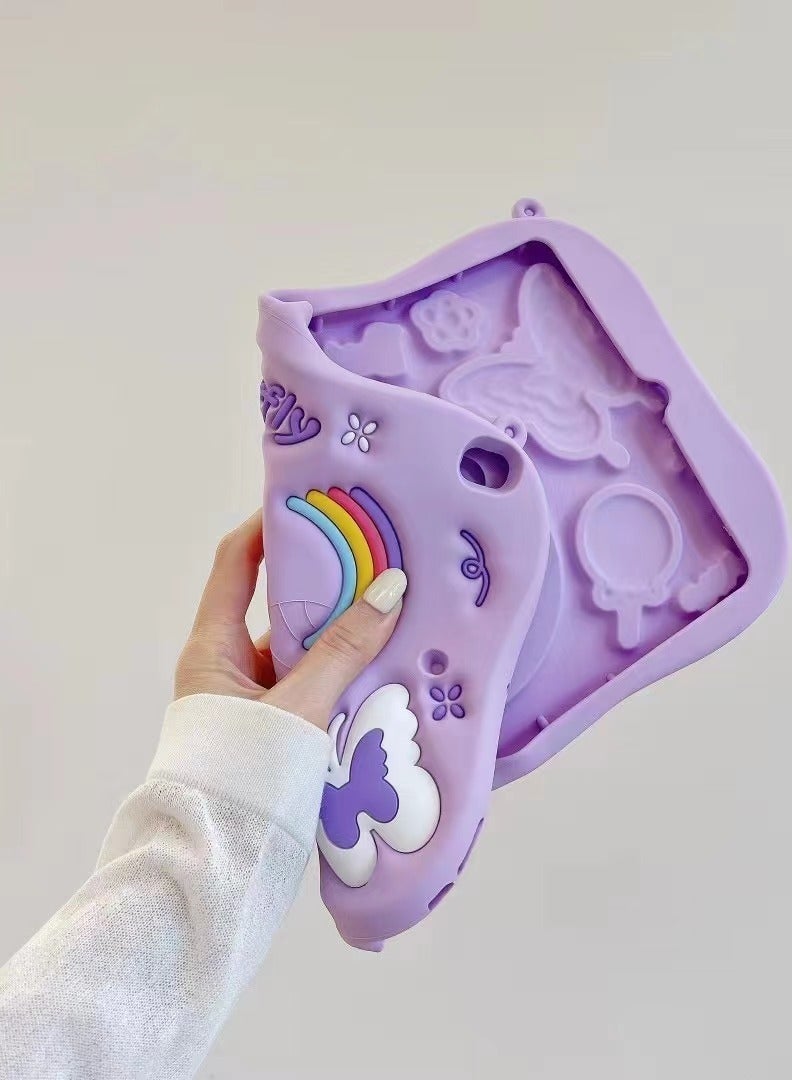 general for iPad 10th Generation Case 10.9 Inch 2022, for iPad 10th Generation Case  - Girls Cute Kawaii Girly 3D Purple Butterfly Design Cover with Rotating Stand  Unique Silicone - Image 2