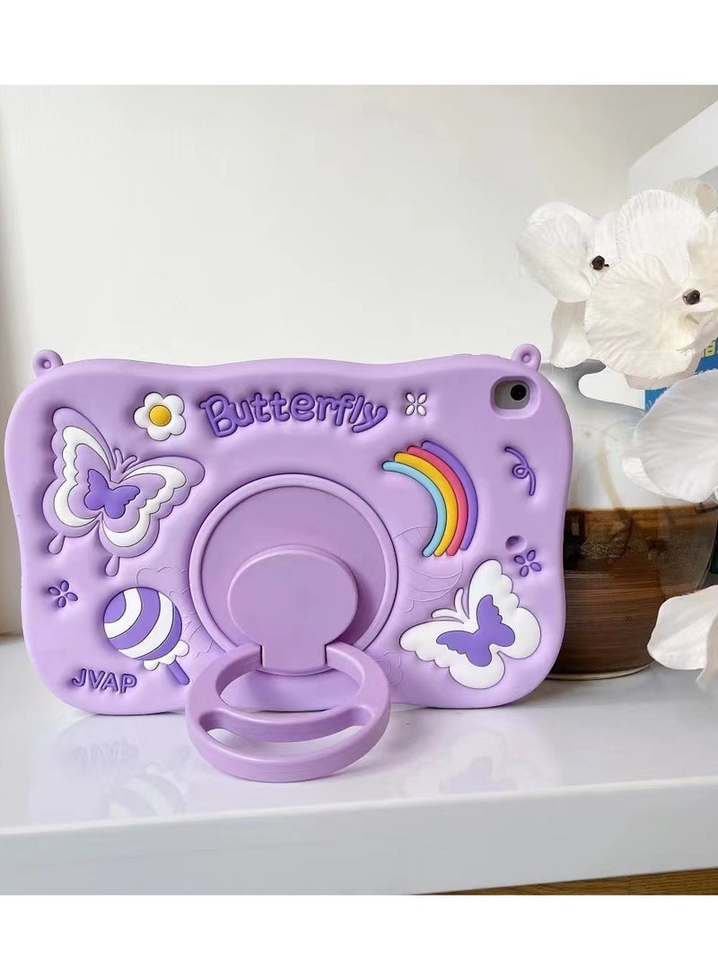 general for iPad 10th Generation Case 10.9 Inch 2022, for iPad 10th Generation Case  - Girls Cute Kawaii Girly 3D Purple Butterfly Design Cover with Rotating Stand  Unique Silicone - Image 3