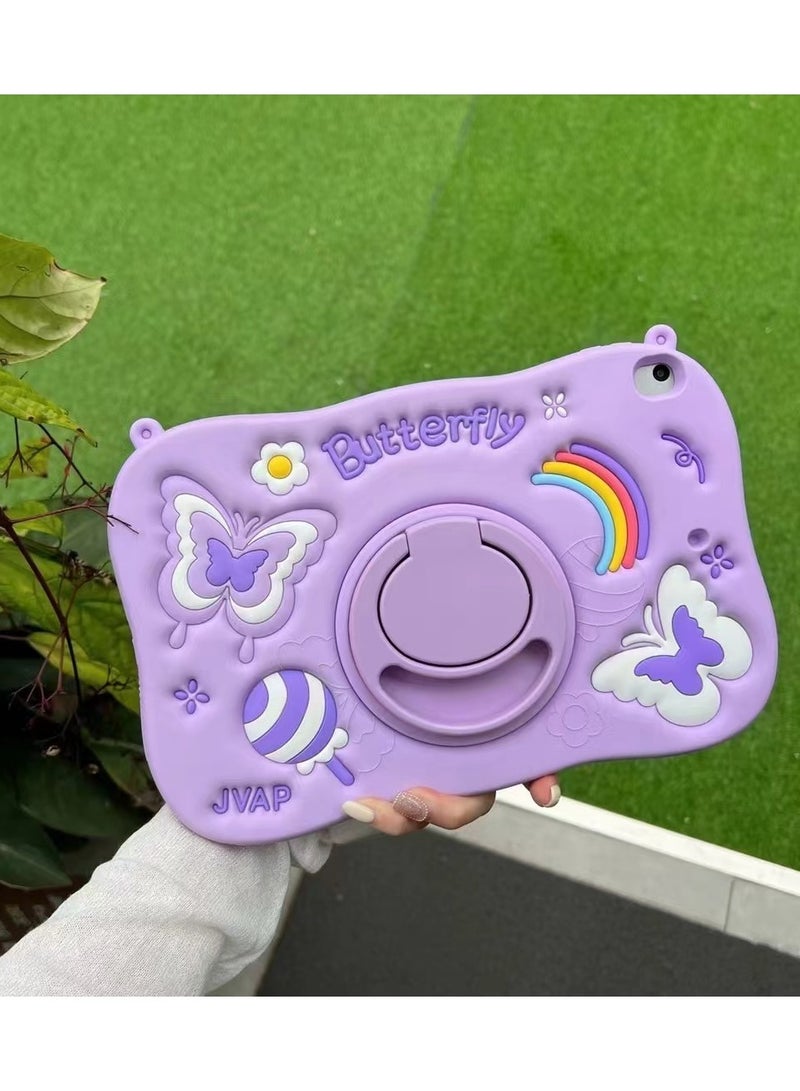 general for iPad 10th Generation Case 10.9 Inch 2022, for iPad 10th Generation Case  - Girls Cute Kawaii Girly 3D Purple Butterfly Design Cover with Rotating Stand  Unique Silicone - Image 4