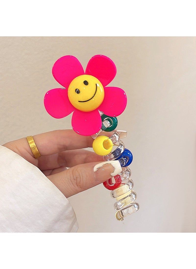 Loquat 2024 Japanese Bubble Braid Hair Tie with Love Heart 1043#4 pink flowers (resin)