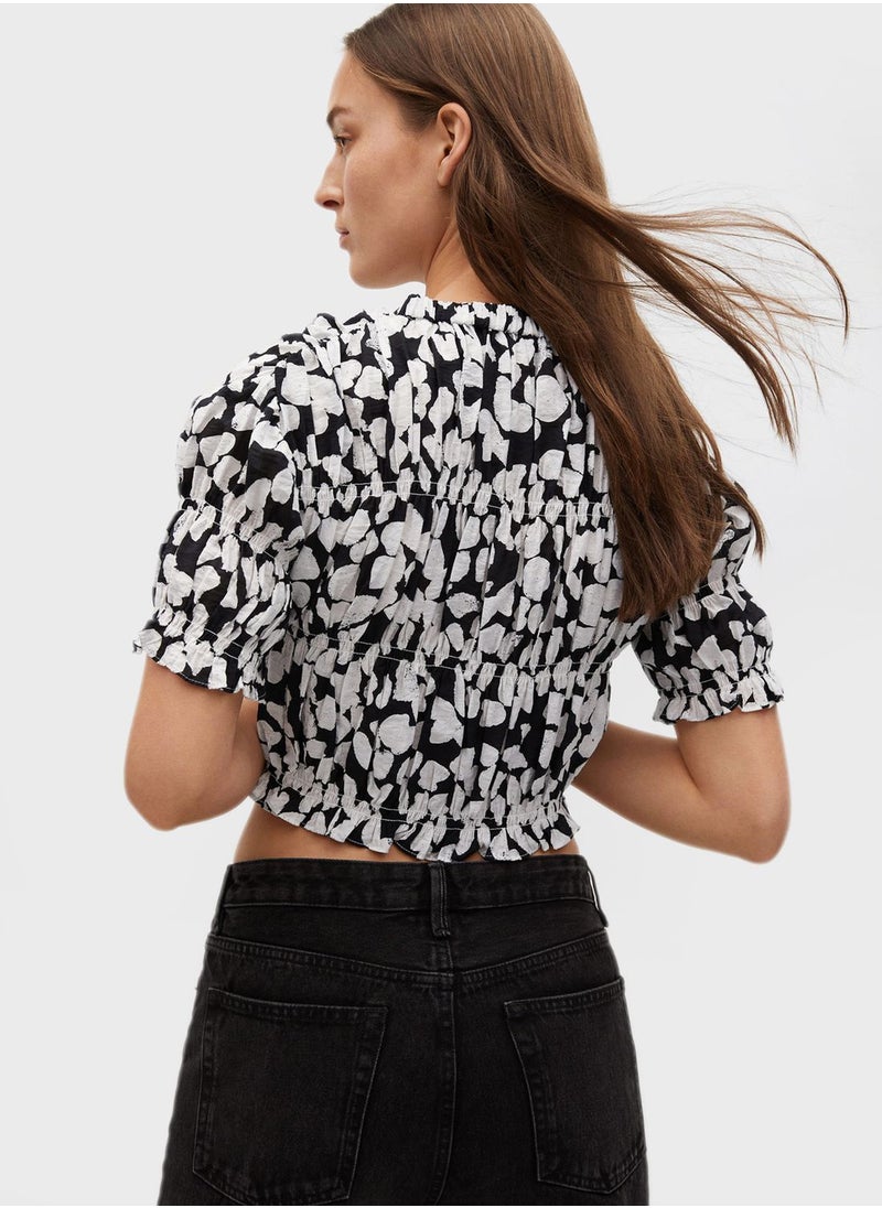 MANGO - Crew Neck Printed Top - Image 1