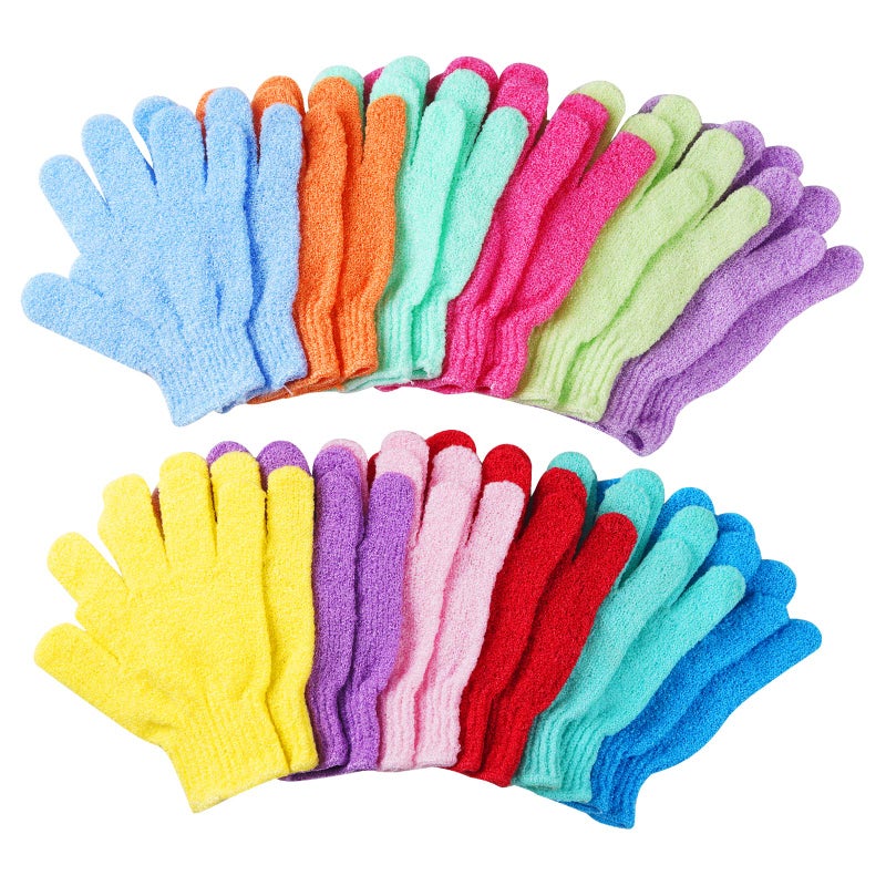 CVNDKN 24 pcs Exfoliating Shower Gloves,Double Sided Exfoliating Bath Gloves Deep Clean Dead Skin for Spa Massage Beauty Skin Shower Body Scrubber Bathing Accessories.-12 Multi-Colors - Image 1