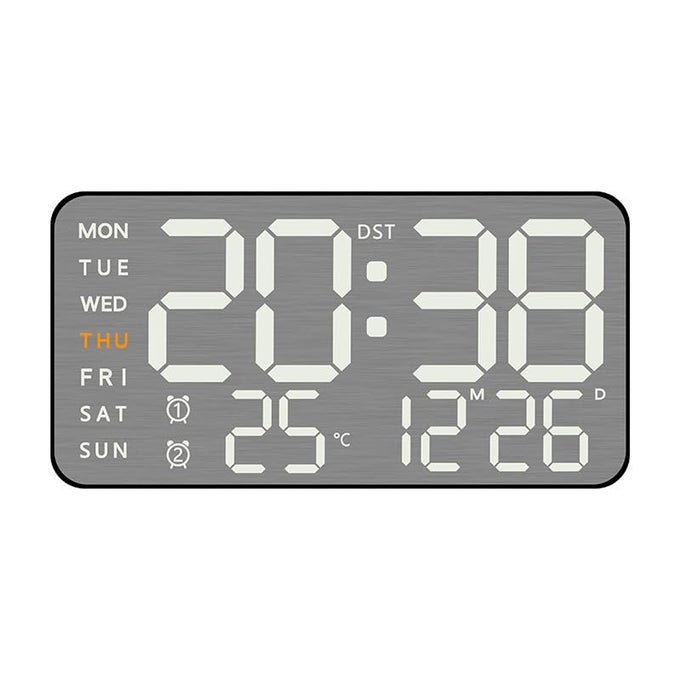 LARGE DISPLAY DIGITAL LED WALL CLOCK ONLY WORK THROUGH USB CABLE DUALPURPOSE FRAMELESS TABLE ALARM CLOCK WITH DATE AND TEMPERATURE WEEK DAY FOR HOME AND OFFICE GRAY RECTANGULAR