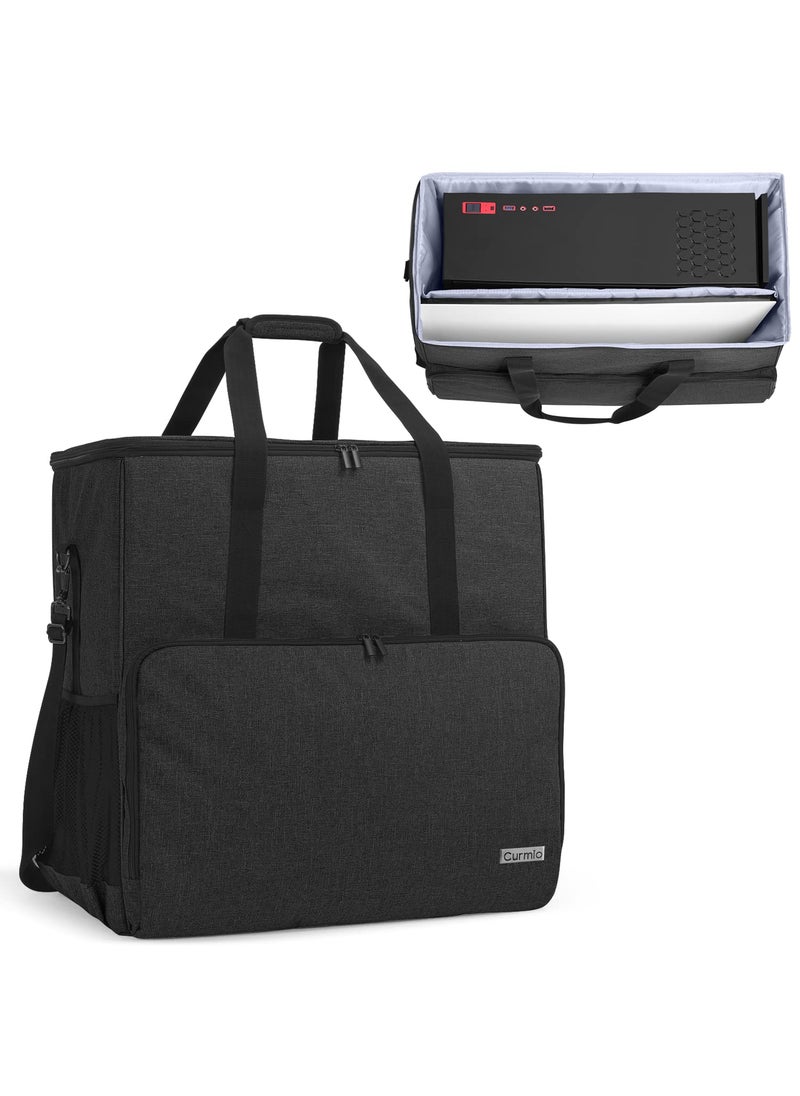 CURMIO CURMIO PC Carrying Case for Desktop Tower and Monitor, Desktop Travel Bag with Inner Divider, Bag Only, Black  - Image 1