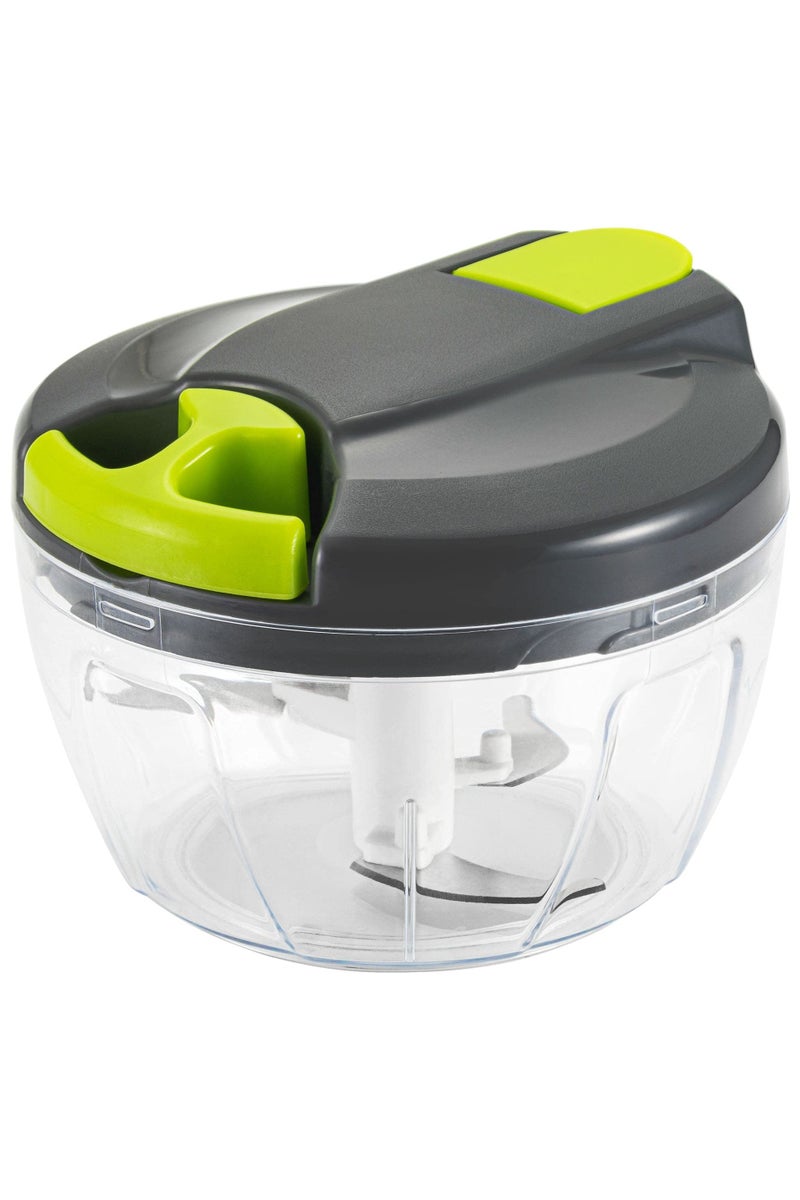 CMGTYYD. مفرمة طعام يدوية متعددة الوظائف ومعالج (مع مقبض وغطاء)، مفرمة خضراوات، مفرمة ثوم (رمادي-أخضر) للبصل والثوم والفلفل والجزر والفواكه، مساعد جيد في المطبخ - Image 1